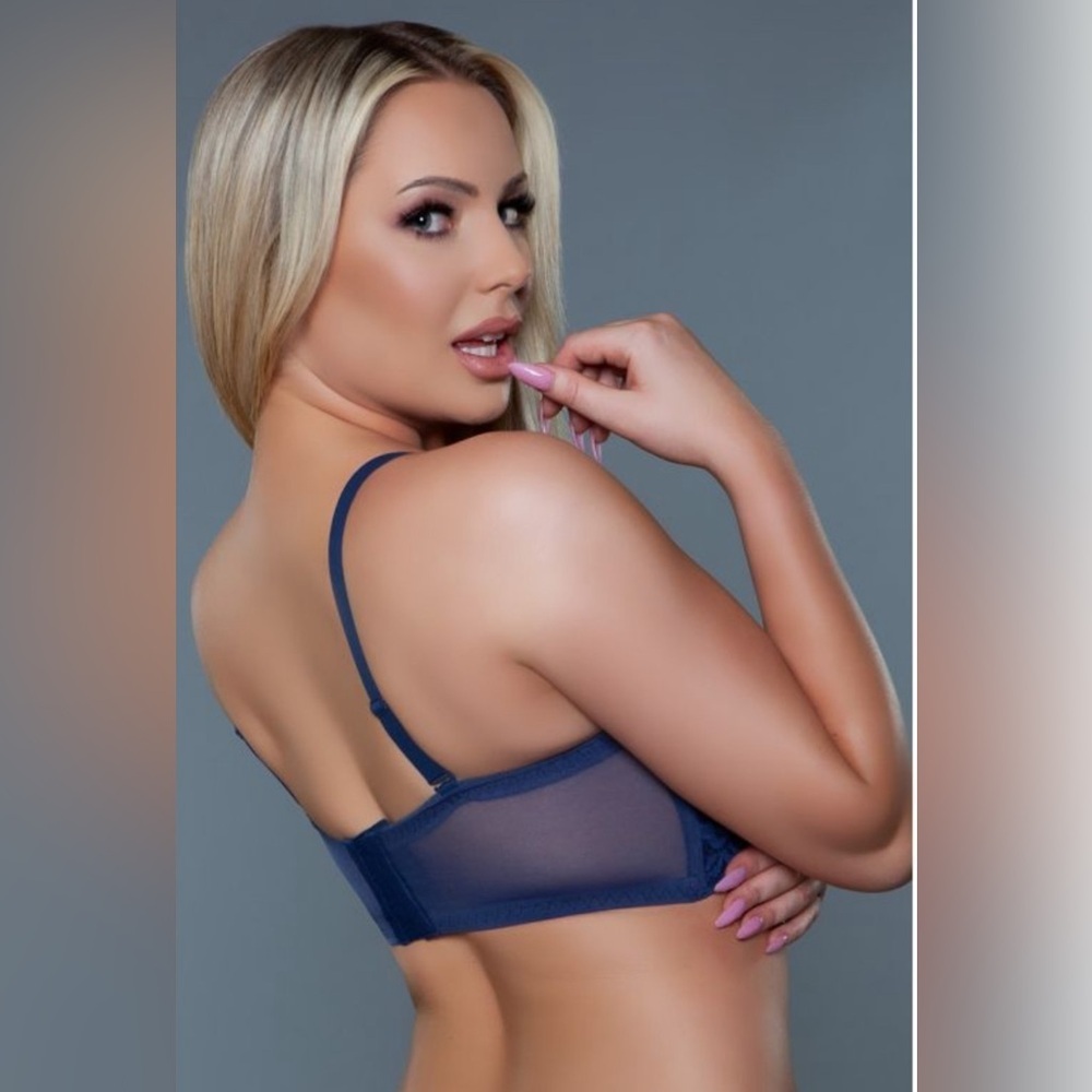 Be Wicked Laced Wireless V Neck Bralette Navy Blue 38d, 36d brand new​​ - Picture 2 of 3